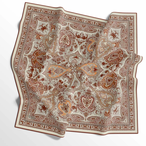 90 X 90 İpek Vual  İnce Eşarp - 03576 - 2
