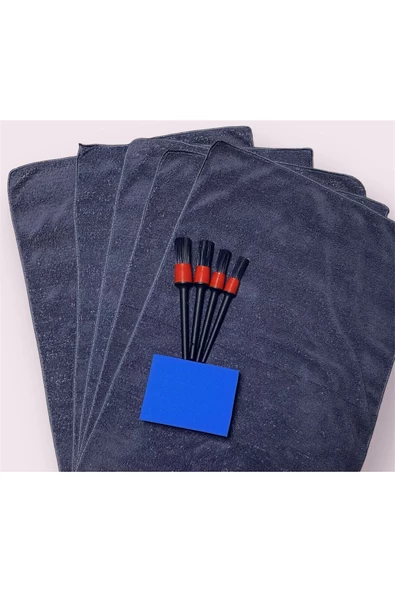 Mikrofiber Oto Kurulama Bezi 50x70cm Araç Silme Detay Fırça Temizleme Seti - 2