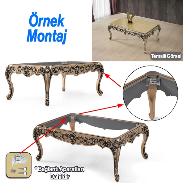 Begonvil Plastik Orta Sehpa Alt Ayak Takımı Etekli Eskitme Mobilya Zigon Ayağı Masa Ayakları Eskitme - 5
