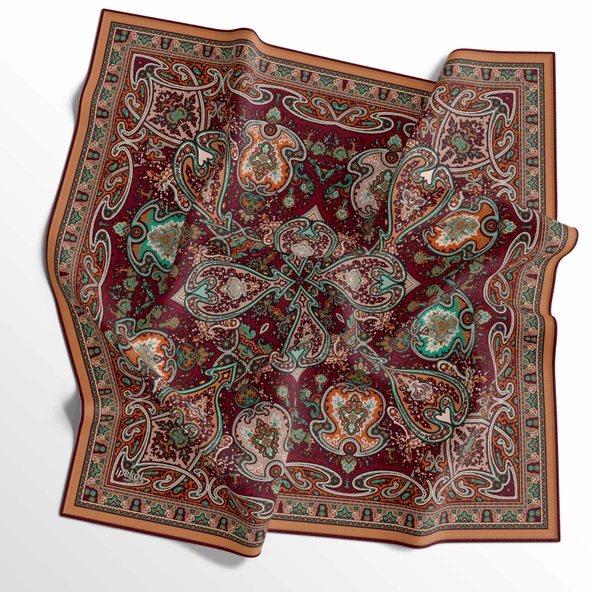 90 X 90 İpek Vual  İnce Eşarp - 03576 - 3