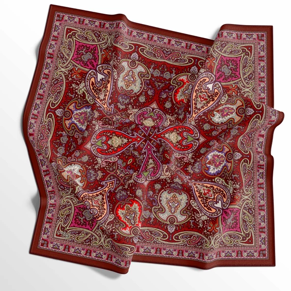 90 X 90 İpek Vual  İnce Eşarp - 03576 - 4
