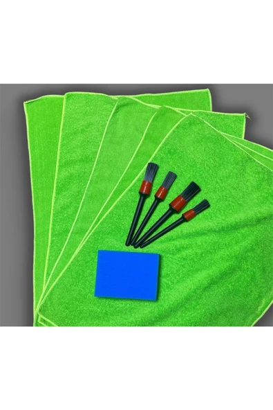 Mikrofiber Oto Kurulama Bezi 50x70cm Araç Silme Detay Fırça Temizleme Seti