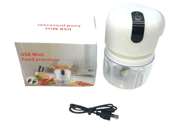 USB MİNİ FOOD PROCESSOR USB ŞARJLI MİNİ 3 BIÇAK BLENDER RONDO DOĞRAYICI 250ML (4593)