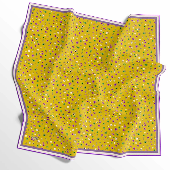 90 X 90 İpek Vual  İnce Eşarp - 03575 - 4