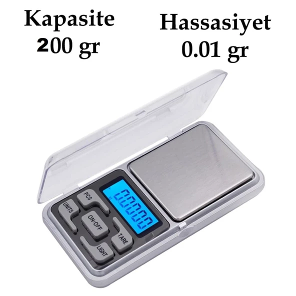 Dijital Hassas Elektronik Kuyumcu Cep Terazisi Tartı 200 gr /  0.01 gr (4593)