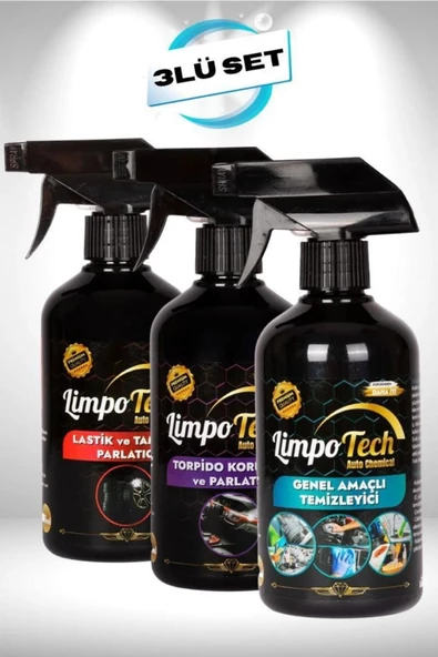 Çok Amaçlı Temizleyici Oto Bakım Temizlik Seti Lastik Tampon Ve Torpido Parlatıcı 3 Lü Set