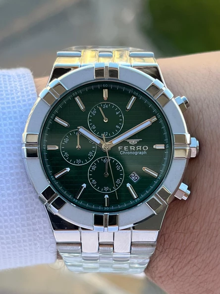 Ferro Çelik Kordon İç Fonksiyonları Aktif Chronograph 30 Mt Su Geçirmez Erkek Kol Saati EFM.31378.A6 - 5