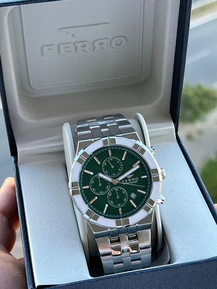 Ferro Çelik Kordon İç Fonksiyonları Aktif Chronograph 30 Mt Su Geçirmez Erkek Kol Saati EFM.31378.A6 - 1