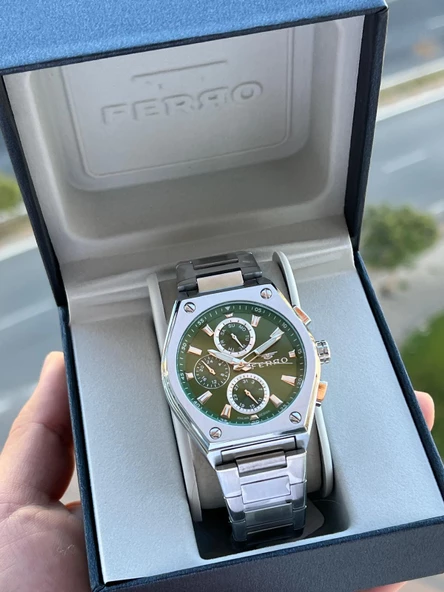 Ferro Çelik Kordon İç Fonksiyonları Aktif Chronograph 30 Mt Su Geçirmez Erkek Kol Saati EFM.40132.A6 ürün görseli