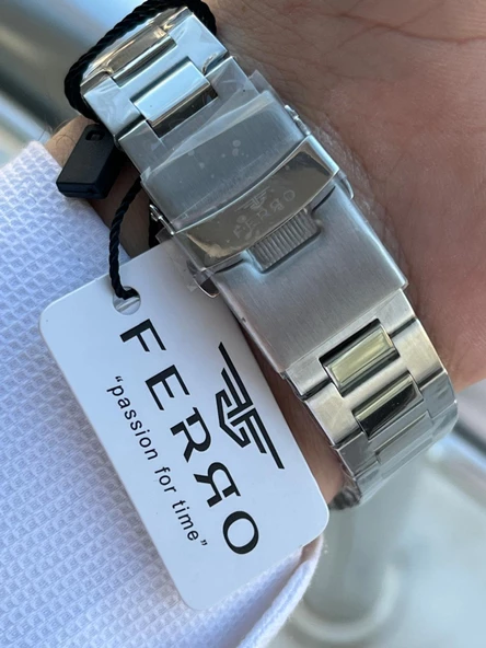 Ferro Çelik Kordon İç Fonksiyonları Aktif Chronograph 30 Mt Su Geçirmez Erkek Kol Saati EFM.40127.A6 - Resim 5