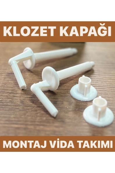 KLOZET KAPAĞI MONTAJ VİDA TAKIMI BEYAZ PLASTİK