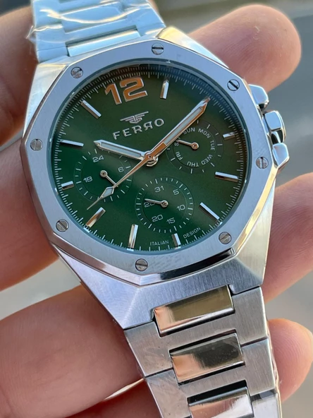 Ferro Çelik Kordon İç Fonksiyonları Aktif Chronograph 30 Mt Su Geçirmez Erkek Kol Saati EFM.40127.A6 - Resim 4
