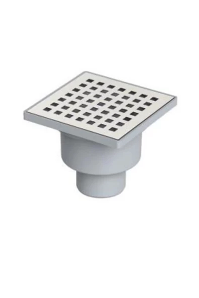 Krom Süzgeç Paslanmaz Izgaralı Plastik Yer Süzgeci Yer Sifonu 10 x 10 x 50 cm Alttan - 8