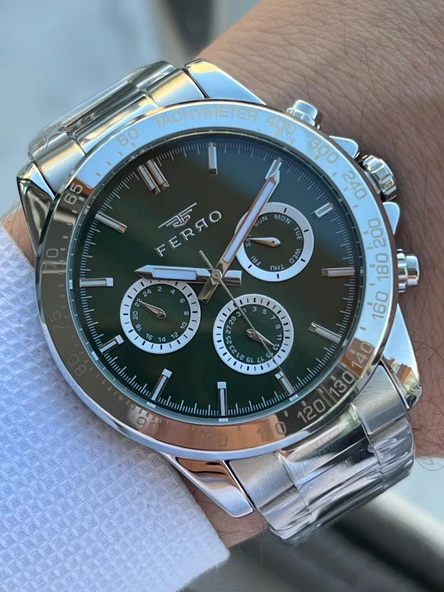 Ferro Çelik Kordon İç Fonksiyonları Aktif Chronograph 30 Mt Su Geçirmez Erkek Kol Saati EFM.11458.A6 - Resim 3
