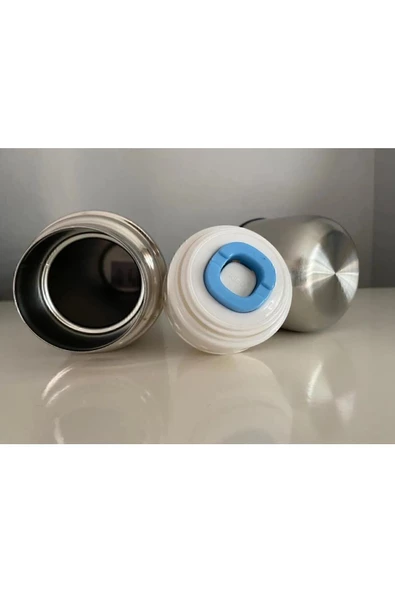 1 Litre Gri Paslanmaz Çelik Küçük Termos Bardak Çay Kahve Termosu - 2