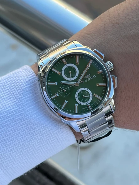 Ferro Çelik Kordon İç Fonksiyonları Aktif Chronograph 30 Mt Su Geçirmez Erkek Kol Saati EFM.40126.A6 - 5