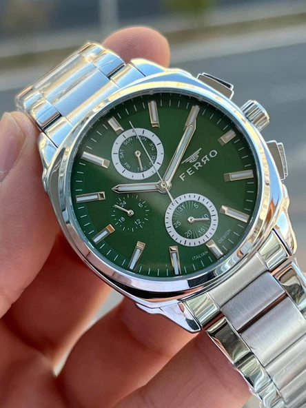 Ferro Çelik Kordon İç Fonksiyonları Aktif Chronograph 30 Mt Su Geçirmez Erkek Kol Saati EFM.40126.A6 - 3