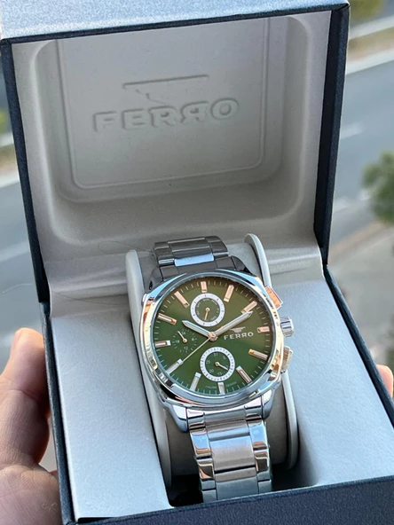 Ferro Çelik Kordon İç Fonksiyonları Aktif Chronograph 30 Mt Su Geçirmez Erkek Kol Saati EFM.40126.A6