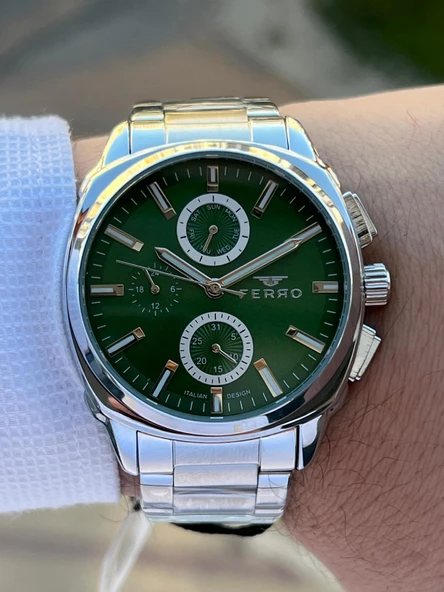 Ferro Çelik Kordon İç Fonksiyonları Aktif Chronograph 30 Mt Su Geçirmez Erkek Kol Saati EFM.40126.A6 - 4