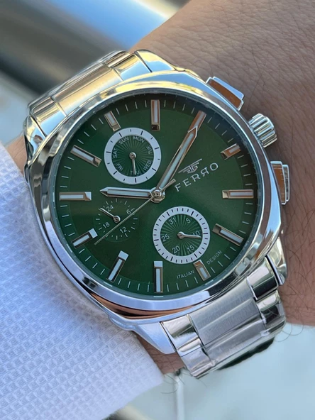 Ferro Çelik Kordon İç Fonksiyonları Aktif Chronograph 30 Mt Su Geçirmez Erkek Kol Saati EFM.40126.A6 - 2