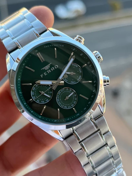 Ferro Çelik Kordon İç Fonksiyonları Aktif Chronograph 30 Mt Su Geçirmez Erkek Kol Saati EFM.11463.A6 - Resim 4