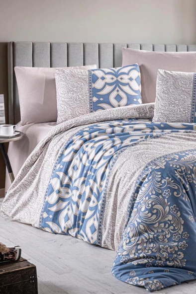 Papia %100 Pamuk Çift Kişilik Nevresim Takımı Turkuaz ürün görseli