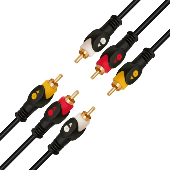 POWERMASTER 2 RCA ERKEK + 3.5 MM STEREO ERKEK GOLD 3 METRE 1.KALİTE KABLO