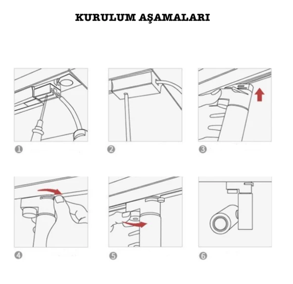 NOAS YL29 4001 Siyah Kasa Lyon 40W Ray Spot 6400K Beyaz Işık - Resim 2