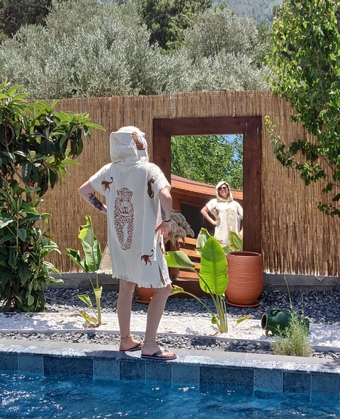 Panço / Plaj elbisesi / Bornoz LEOPAR Desen Baskılı - 6