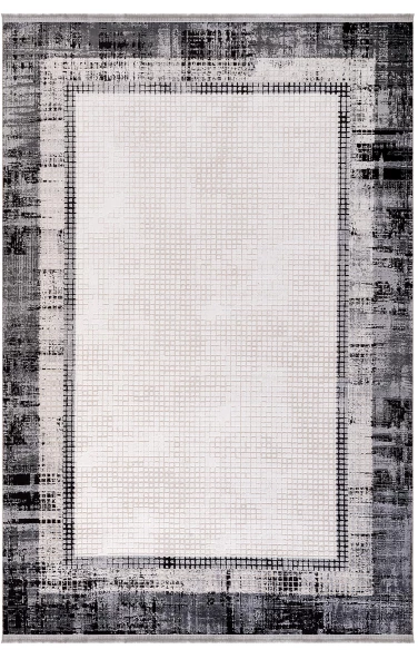 İpek Halı Duru Arca Koleksiyonu 1104A Gri Krem 80 x 150 cm
