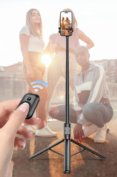 Torima C10 Çok Amaçlı Tripod Kumandalı Selfie Çubuğu Siyah - Resim 4