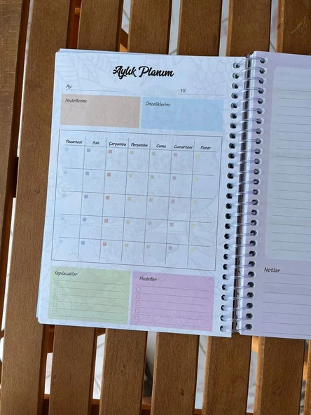 Zamansız haftalık planlayıcı , tarihsiz ajanda , süresiz ajanda , stickerlı spiralli sert kapak - 9