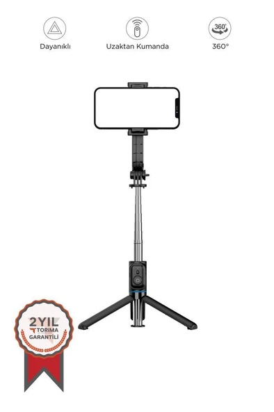 Torima C01 Çok Amaçlı Tripod Kumandalı Selfie Çubuğu Siyah