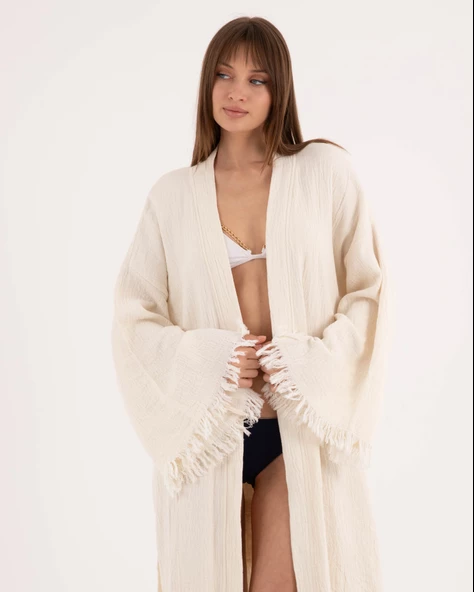 Bornoz ,Plaj Kıyafeti,Kimono , Kaftan ,Sabahlık  & Sırt Parçalı Leopar Desen Baskılı - 4