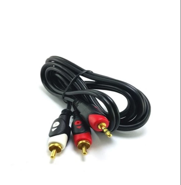 POWERMASTER 1. KALİTE 5M 2 RCA ERKEK + 3.5 MM STEREO ERKEK GOLD 5 METRE 2RCA AUX KABLO