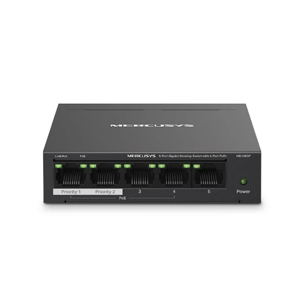 Tp-Link Mercusys MS105GP 5 Port 10-100-1000 Mbps Poe+ Switch Metal Kasa ürün görseli 1
