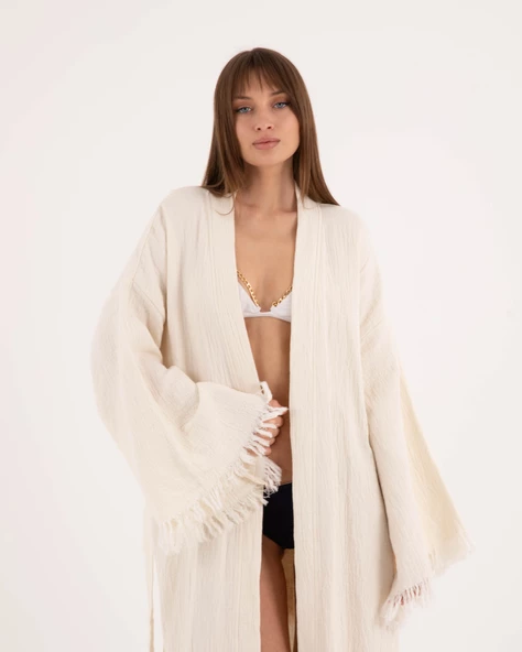 Bornoz ,Plaj Kıyafeti,Kimono , Kaftan ,Sabahlık  & Sırt Parçalı Leopar Desen Baskılı - 3