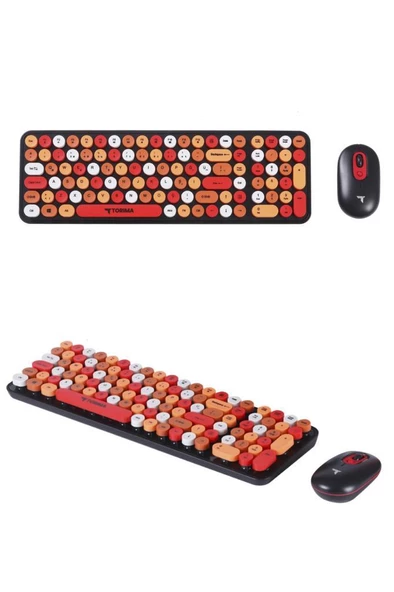 Torima TMK-07 Çok Renkli Retro Daktilo Görünümlü Kablosuz Q Klavye Mouse Seti - 3