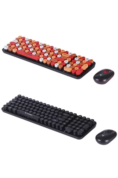 Torima TMK-07 Çok Renkli Retro Daktilo Görünümlü Kablosuz Q Klavye Mouse Seti - 4