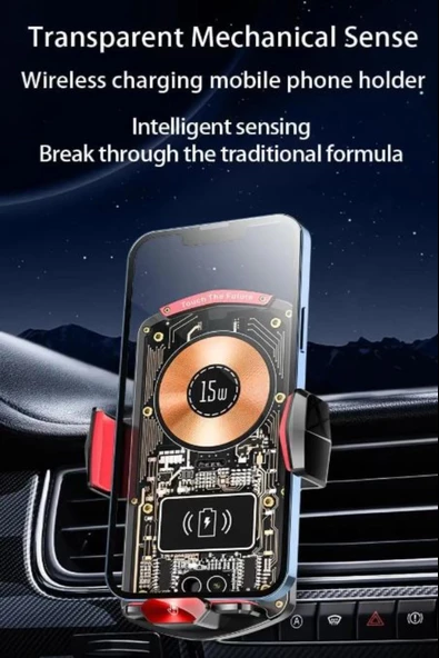 Dokunmatik Sıkma 15w Wireless Şarj Veya Soketli Kablolu Şarj Özellikli Araç Petek Telefon Tutucu - 2