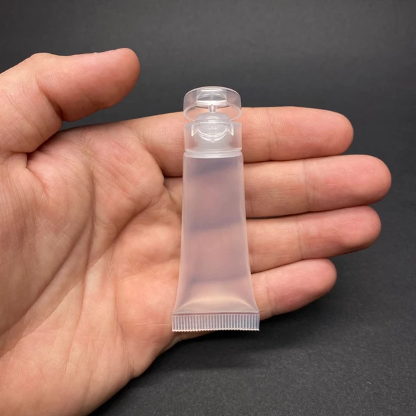 Boş Krem Tüpü Fliptop Kapaklı 10ml , Şeffaf Merhem Tüpü ,  Lipgloss Tüp 10 ml x 3 Adet - Resim 4