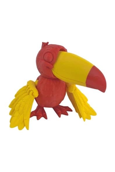 3D Hareketli Tukan Kuşu Figürlü Oyuncak - Sarı/Kırmızı - Resim 7