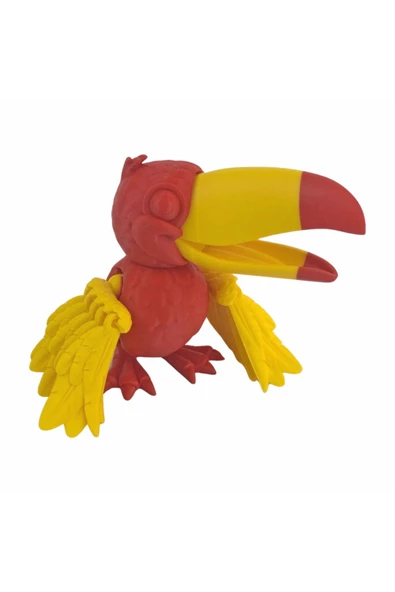 3D Hareketli Tukan Kuşu Figürlü Oyuncak - Sarı/Kırmızı - Resim 2