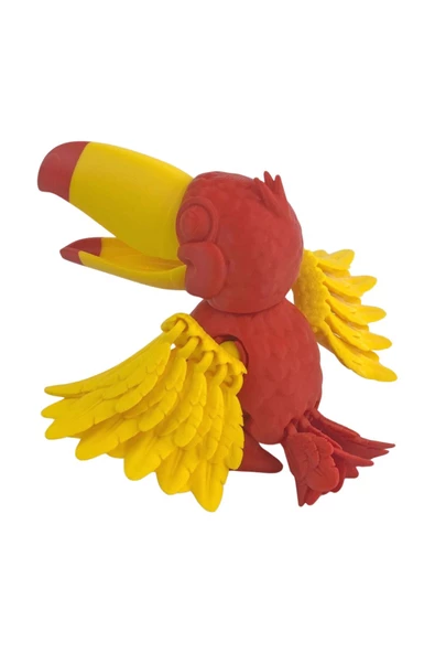 3D Hareketli Tukan Kuşu Figürlü Oyuncak - Sarı/Kırmızı - Resim 8