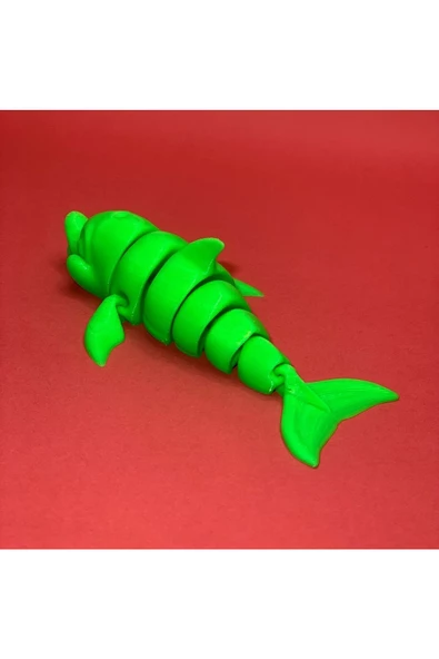 3D Hareketli Gülen Yunus Figürlü Oyuncak -Neon Yeşili - Resim 3