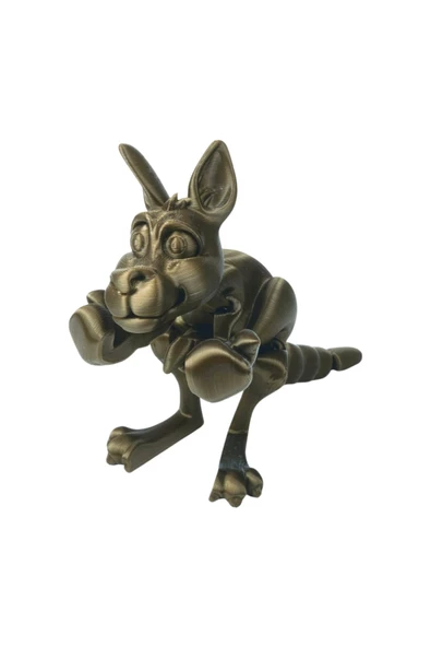 3D Hareketli Kanguru ve Yavrusu Figürlü Oyuncak - Altın Kahve