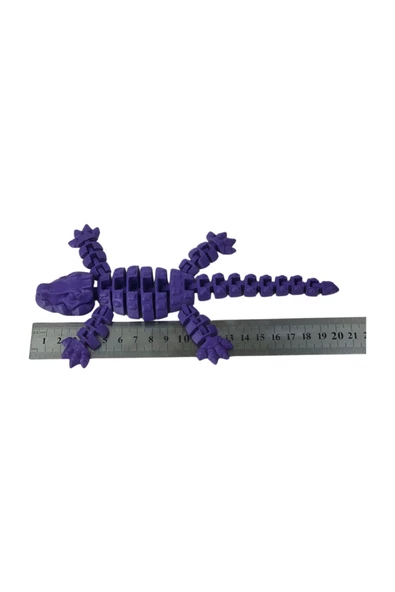 3D Hareketli Timsah Figürlü Oyuncak & Masa Dekoru - Mor - 7