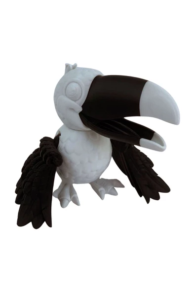 3D Hareketli Tukan Kuşu Figürlü Oyuncak - Siyah/Beyaz - Resim 4