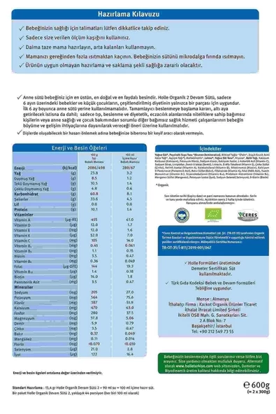 Organik 2 Devam Sütü 600 gr - Resim 3