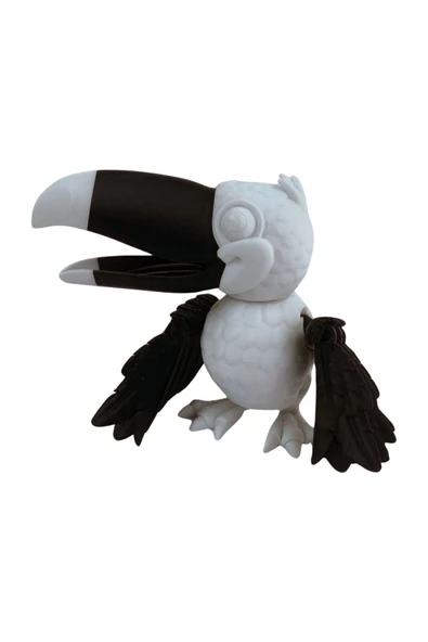 3D Hareketli Tukan Kuşu Figürlü Oyuncak - Siyah/Beyaz ürün görseli 1